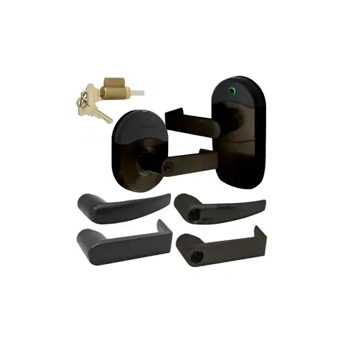 KIT - Mobile Enabled Wireless Cylindrical Lock, 125khz Proximity, 13.56MHz Smart, 2.4GHz Bluetooth Low Energy Reader, Key-in-Lever, Less Cylinder, Athens Lever, 5000 Users, 2000 Audits, 2-3/4" Backset, ANSI Strike, Grade 1, 643E/US11P Aged Bronze