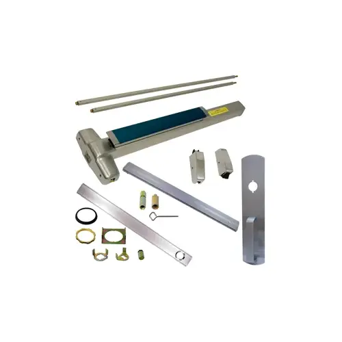 KIT - CD (Cylinder Dogging, Requires 1-1/4" Mortise Cylinder), SVR (Surface Vertical Rod) Smooth Exit Device, 990 Nightlatch Trim (Requires Rim Cylinder), 48" x 84", Grade 1, 626/US26D Satin Chrome