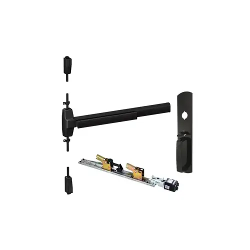 KIT - QEL (Quiet Electric Latch Retraction), SVR (Surface Vertical Rod) Smooth Exit Device, 990TP Thumb Piece Trim (Requires Rim Cylinder), 36" x 84", Grade 1, 711/US19 Black