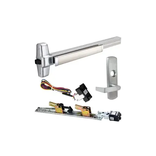 KIT - QEL (Quiet Electric Latch Retraction), RX (Request to Exit Switch), Rim Smooth Exit Device, 996L-NL-06 Nightlatch Lever Trim (Requires Rim Cylinder), LHR Left Hand Reverse/Reversible Handing, (Snap Ring Tool Needed), 48", Grade 1, 626/US26D Satin Chrome