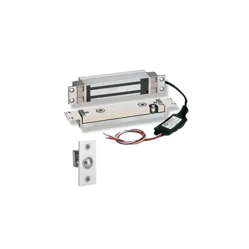 Security Door Controls 1562-ITC-D 2000lbs Hi/Shear Concealed Electromagnetic Lock, External Electronics, Door Position Status, 12/24VDC, Fits in 7/8" to 1-1/8" Deep Inverted Top Channel, UL Listed, Grade 1, 628/US28 Satin Aluminum