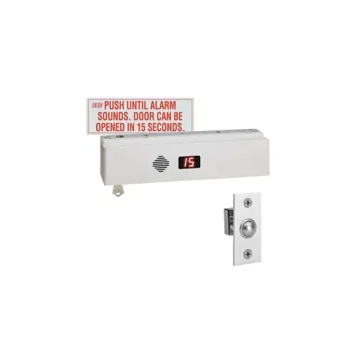 Security Door Controls 1511S-NA-K-V-D-B 1650lbs EM Lock Single Door Delayed Egress Electromagnetic Lock, NFPA 101, Selectable 15 or 30 Seconds Egress Delay, Built-in Keyswitch Reset, Door Position Status, Bond Alert Status, Visual and Verbal Countdown and Alarm Tone, 12/24VDC, UL Listed, Grade 1, 628/US28 Satin Aluminum