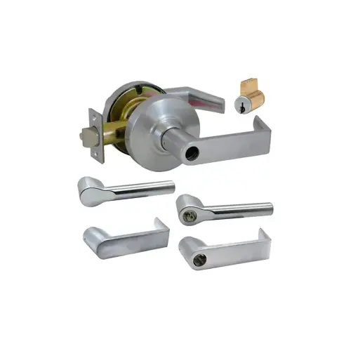 KIT - Grade 1 Classroom, Cylindrical Lock, Broadway Lever, Key-in-Lever Schlage Keyway, C 123 Keyway (0-Bitted Brushed Chrome Cylinder 626), 2-3/4" Backset, UL, ANSI Strike, 626/US26D Satin Chrome