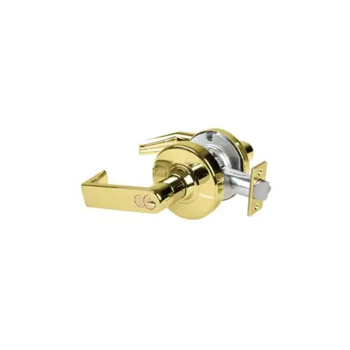 KIT - Grade 2, Office Rhodes Lever, FSIC Prep, Schlage Large Format IC Core Included, 6-Pin C145 Keyway (1-Bitted Brushed Brass Cylinder 606), 2-3/8" Backset, ANSI Strike, Bright Brass 605, US3