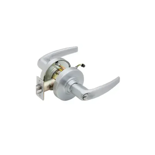 KIT - Grade 1 Electric Lock/Unlock Storeroom Athens Lever, 12/24VDC, RX Switch, Key in Lever, 6-Pin C123 Keyway (0-Bitted Brushed Chrome Cylinder 626), 2-3/4" Backset, UL, ANSI Strike, Satin Chrome 626, US26D