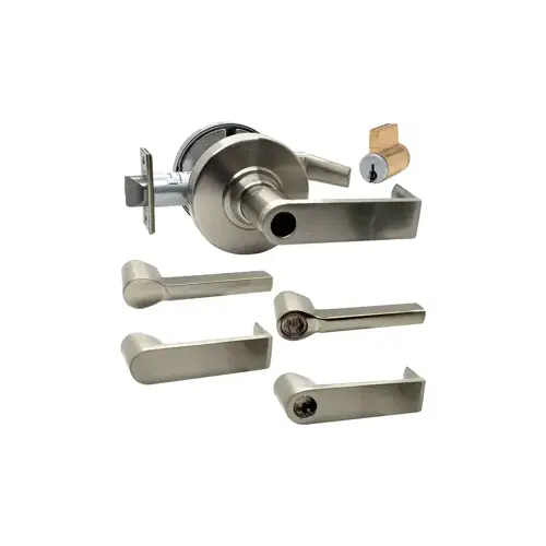 KIT - Grade 1 Classroom, Cylindrical Lock, Lattitude Lever, Key-in-Lever Schlage Keyway, S123 Keyway (0-Bitted Brushed Chrome Cylinder 626), 2-3/4" Backset, UL, ANSI Strike, 619/US15 Satin Nickel