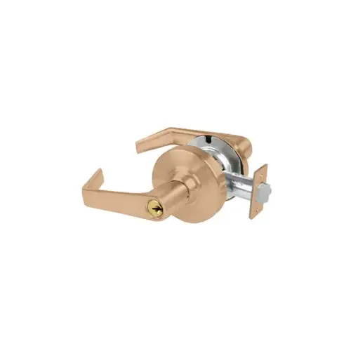 KIT - Grade 2, Office Saturn Lever, Key in Lever, C Keyway (Brushed Brass Cylinder 606), 2-3/8" Backset, ANSI Strike, Satin Bronze 612, US10