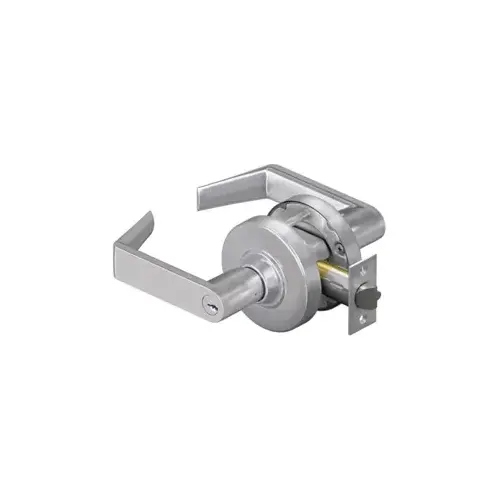 KIT - Grade 1 Entrance Rhodes Lever, Key in Lever, 6-Pin S145 Keyway (0-Bitted Brushed Chrome Cylinder 626), 2-3/4" Backset, UL, ANSI Strike, Satin Chrome 626, US26D