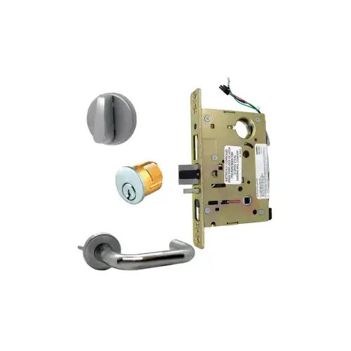 KIT - Electrified Mortise Lock, LNJ- LN Rose x J Lever, Fail Safe 24V, LA Keyway 1-Bitted, Grade 1, 626/26D Satin Chrome