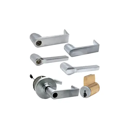 KIT - Grade 1 Electric Lock/Unlock (EL/EU) Storeroom Vandlgard Storeroom Athens Lever, 12/24VDC, Key in Lever, 6-Pin S145 Keyway (0-Bitted Satin Chrome Cylinder 626), 2-3/4" Backset, UL, ANSI Strike, UL, Grade 1, Satin Chrome 626, US26D