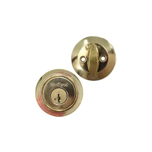 Single Cylinder Deadbolt, KW1 SmartKey, Radius Corner Adjustable Latch 2-3/8"-2-3/4" Backset, 85063 Radius Corner and 5303 Full Lip Strike, Grade 3, Bright Brass US3/605