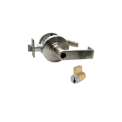 KIT - Grade 1 Entrance, Cylindrical Lock, Rhodes Lever, Key-in-Lever Schlage Keyway, S123 Keyway (0-Bitted Brushed Chrome Cylinder 626), 2-3/4" Backset, UL, ANSI Strike, 619/US15 Satin Nickel