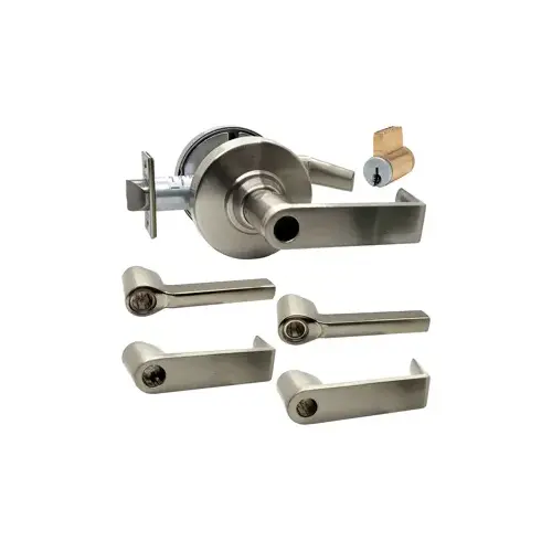 KIT - Grade 1 Entrance/Office, Cylindrical Lock, Lattitude Lever, Key-in-Lever Schlage Keyway, C145 Keyway (0-Bitted Brushed Chrome Cylinder 626), 2-3/4" Backset, UL, ANSI Strike, 619/US15 Satin Nickel