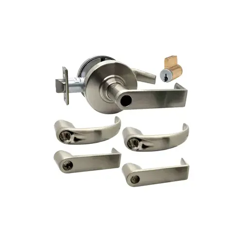 KIT - Grade 1 Entrance/Office, Cylindrical Lock, Spartan Lever, Key-in-Lever Schlage Keyway, C145 Keyway (0-Bitted Brushed Chrome Cylinder 626), 2-3/4" Backset, UL, ANSI Strike, 619/US15 Satin Nickel