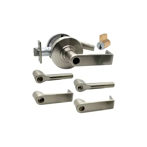 KIT - Grade 1 Entrance/Office, Cylindrical Lock, Broadway Lever, Key-in-Lever Schlage Keyway, C145 Keyway (0-Bitted Brushed Chrome Cylinder 626), 2-3/4" Backset, UL, ANSI Strike, 619/US15 Satin Nickel