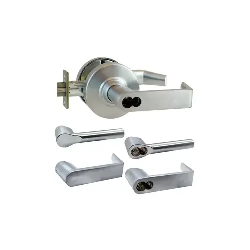 KIT - Grade 1 Electric Lock/Unlock (EL/EU) Storeroom, Cylindrical Lock, Broadway Lever, 12/24VDC, FSIC (Schlage Full Size IC), Less Core, 2-3/4" Backset, UL, ANSI Strike, 626/US26D Satin Chrome