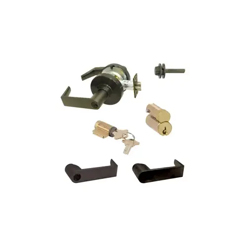 KIT - Grade 1 Electric Lock/Unlock (EL/EU) Storeroom Rhodes Lever, 12/24VDC, FSIC Prep (Schlage Large Format IC, S123 Keyway Core (1-Bitted Brushed Brass Core 606), 2-3/4" Backset, UL, ANSI Strike, Oil Rubbed Bronze 613, US10B