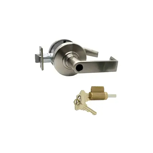 KIT - Grade 1 Entrance/Office, Cylindrical Lock, Rhodes Lever, Key-in-Lever Schlage Keyway, C Keyway (0-Bitted Brushed Chrome Cylinder 626), 2-3/4" Backset, UL, ANSI Strike, 619/US15 Satin Nickel