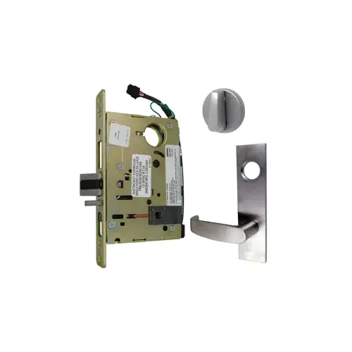 KIT - Electrified Mortise Lock, LW1L - LW1 Escutcheon x L Lever, Fail Secure 24V, RX Request to Exit Switch, Less Mortise Cylinder, Grade 1, 626/26D Satin Chrome