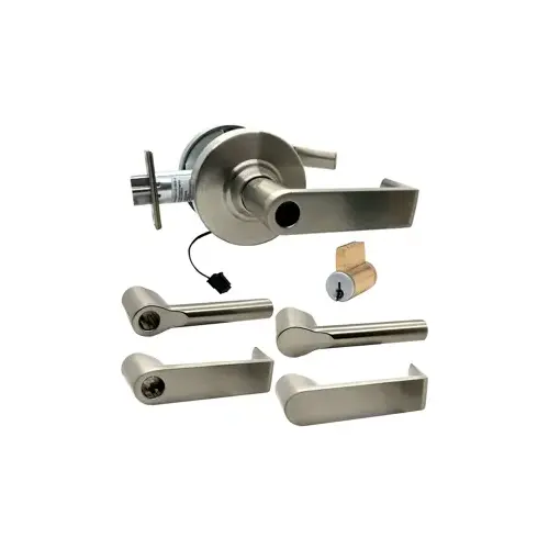 KIT - Grade 1 Electric Lock/Unlock (EL/EU), Storeroom, Cylindrical Lock, Broadway Lever, 12/24VDC, Key-in-Lever Schlage Keyway, C145 Keyway (0-Bitted Brushed Chrome Cylinder 626), 2-3/4" Backset, UL, ANSI Strike, 619/US15 Satin Nickel