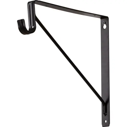Matte Black Shelf Bracket with Rod Support for 1-5/16" Round Closet Rods