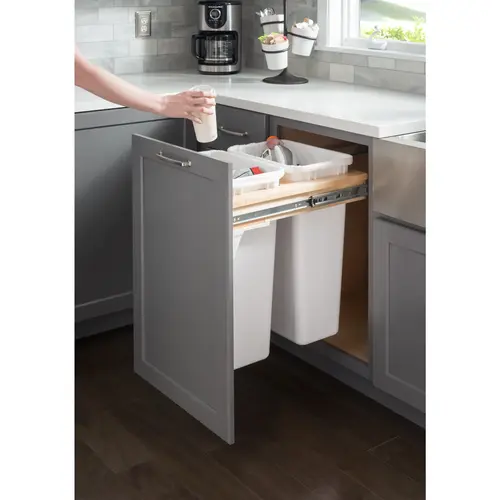 Hardware Resources CAN-TMD1850G-K Double Grey 50 Quart Top-Mount Trashcan Pullout for 18" Opening
