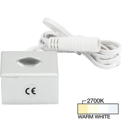 Task Lighting L-MS-CL-1BA-27 105 Lumens/Fixture 12-volt Accent Output Mini Square Series Puck Light, Single-White, Brushed Aluminum, Warm White 2700K