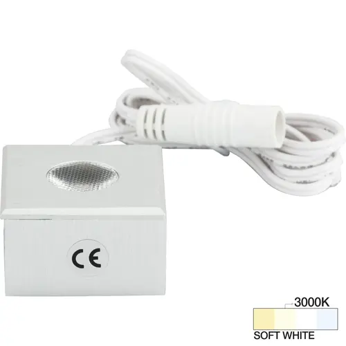 Task Lighting L-MS-CL-1BA-30 105 Lumens/Fixture 12-volt Accent Output Mini Square Series Puck Light, Single-White, Brushed Aluminum, Soft White 3000K