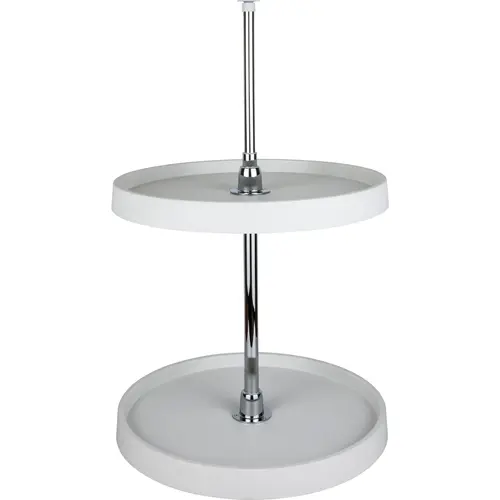24" Round Two-Shelf Plastic Lazy Susan Set with Chrome Hubs White