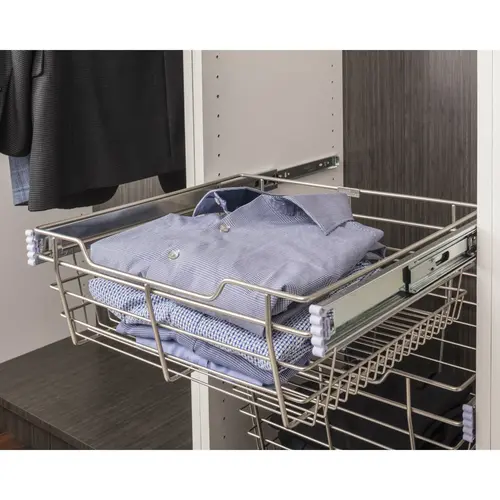 Hardware Resources POB1-142317CH Chrome Closet Pullout Basket with Slides 14"D x 23"W x 17"H