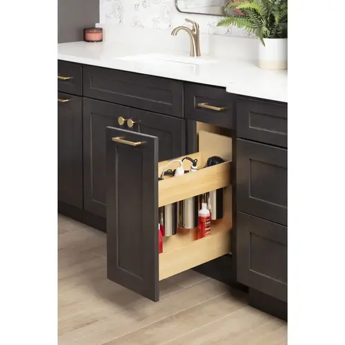 8" "No Wiggle" Powered Vanity Pullout for 12" Standard Door/Drawer Base Cabinet UV Coated