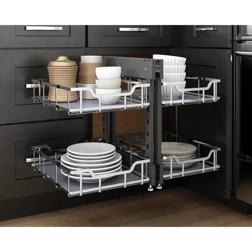 15" Polished Chrome STORAGE WITH STYLE  Blind Corner Organizer