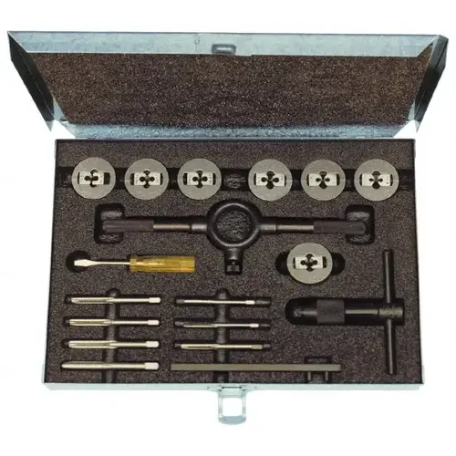 Cle-Line C00525 Tap & Die Set: #0-80 to #10-24 Taps, #0-80 to #10-24 Dies, UNC & UNF
