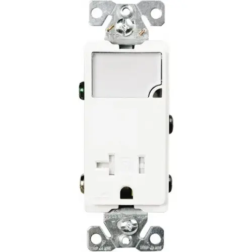 Cooper Wiring Devices TR7736W-BOX 2 Pole, 125 VAC, 20 Amp, 1 Outlet, Flush Mounted, Self Grounding, Tamper Resistant Combination Outlet with Night Light