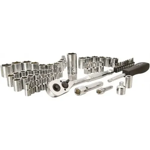 Deep Standard Socket Set: 60 Pc, 1/4";3/8" Drive, 5/32 to 13/16" Socket