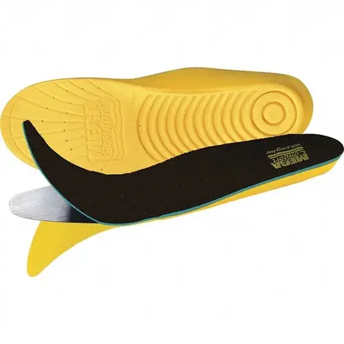 MegaComfort PAMPR-M67/W89 Puncture Resistant Anti-Fatigue Insole, Men's 06 and 07/ Women's 08 and 09, Dual-Layer Memory Foam, Black/Yellow - pack of 10
