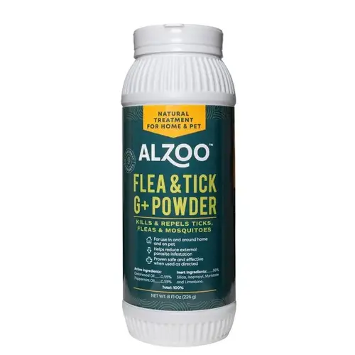 Alzoo 001-171157 Plant-Based Flea & Tick G+ Powder for Environment - 8 fl oz Bottle