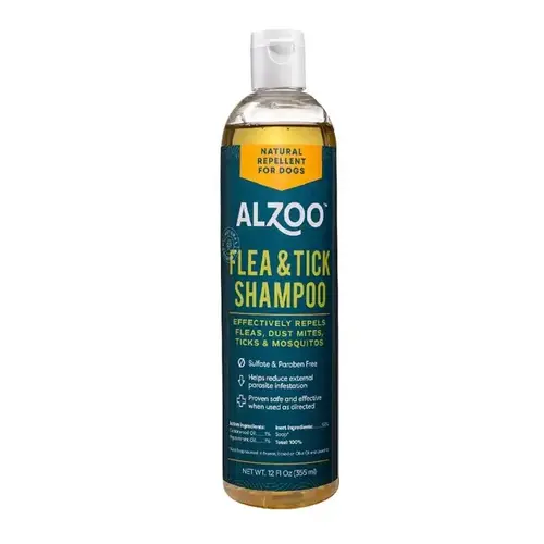 Alzoo 001-132860 Plant-Based Flea & Tick Shampoo for Dogs & Cats - 12 fl oz