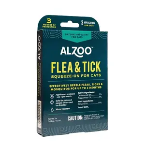 Alzoo 001-132845 Plant-Based Flea & Tick Squeeze-On for Cats - 3 applicators