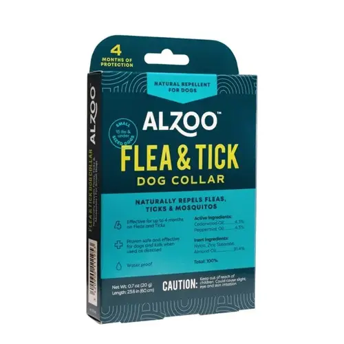 Alzoo 001-133090 Plant-Based Flea & Tick Collar for Small Dogs (15 lbs & under)