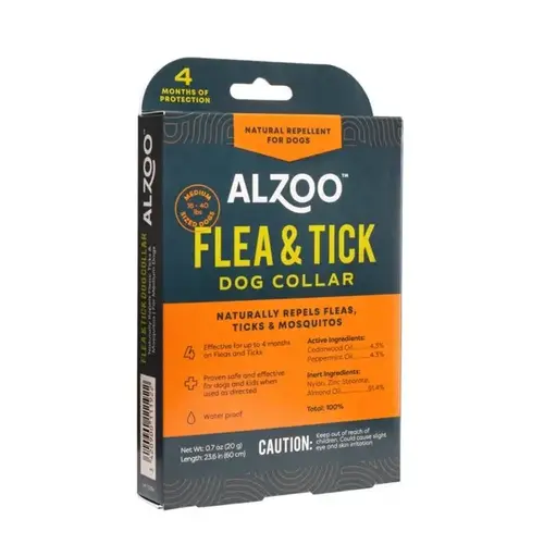 Alzoo 001-132894 Plant-Based Flea & Tick Collar for Medium Dogs (16-40 lbs)