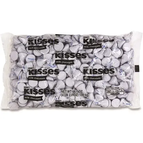 Hershey's GRR24600242 Hershey'S Kisses, Milk Chocolate, White Wrappers, 66.7 Oz Bag