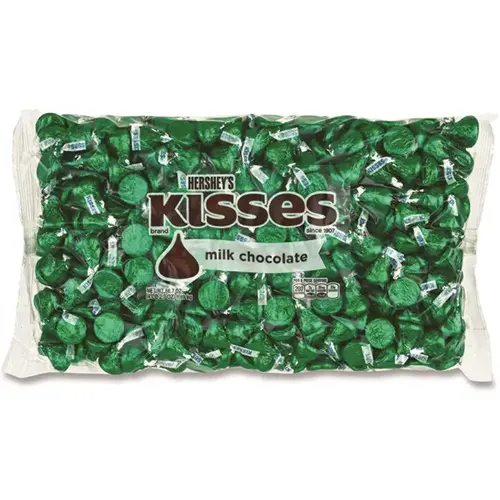 Hershey's GRR24600087 Hershey'S Kisses, Milk Chocolate, Green Wrappers, 66.7 Oz Bag