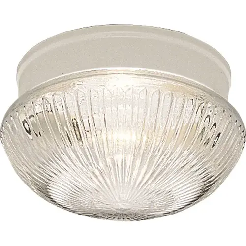 Progress Lighting P3406-30 Progress Lighting White Two-Light Flush Fixture With Clear Prismatic Glass