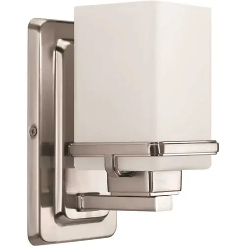 Progress Lighting P2193-09 Progress Lighting Metric One Light Brushed NICKEL Bath Light With Etched Glass