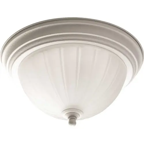 Progress Lighting P3816-30 Progress Lighting White One-Light Flush Fixture With Etched Ribbed Glass