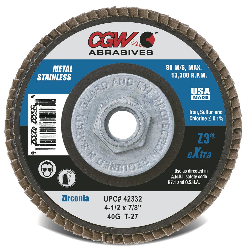 CGW ABRASIVES 42742-XCP1 Premium Z3 XL T27 Flap Disc, 7