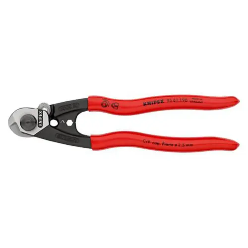 Knipex 9561190 Wire Rope Cutters, 190 mm OAL, Shear Cut/Precise Crimping, 2.5 mm to 7.0 mm