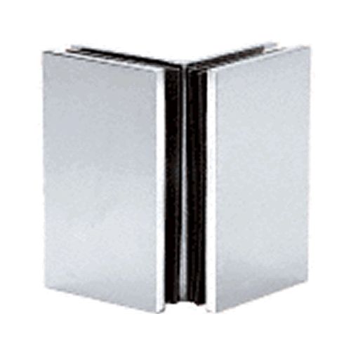 Designer Square Cornered Glass-to-Glass Clamp 90 Degree Satin-Chrome