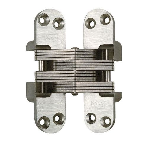 SOSS 418SSUS32D 1-1/8" x 4-39/64" Heavy Duty Fire Rated Invisible Hinge for 1-3/4" Doors Satin Stainless Steel Finish